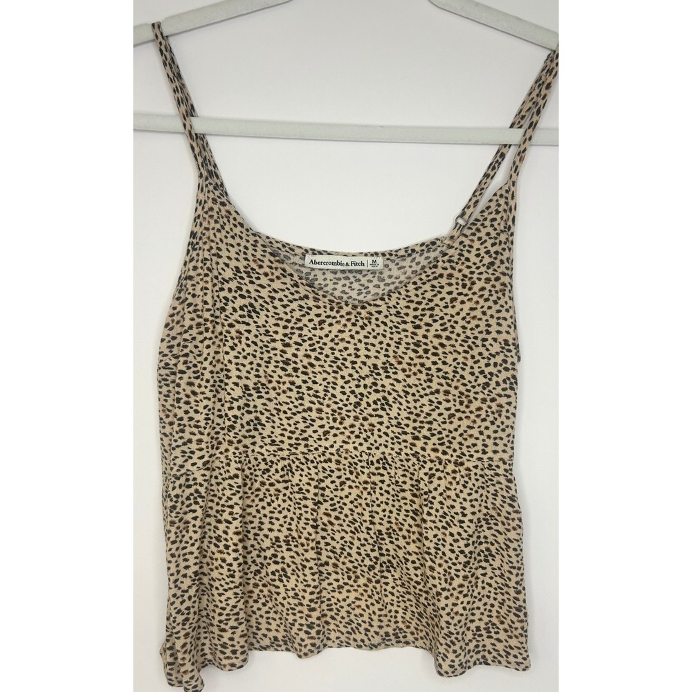 Abercrombie & Fitch Peplum Tank Top Women Medium Brown Leopard Excellent